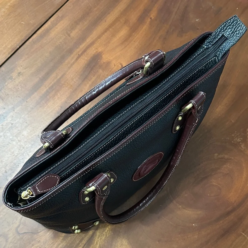 Dooney & Bourke Black Leather Bag with Red Logo